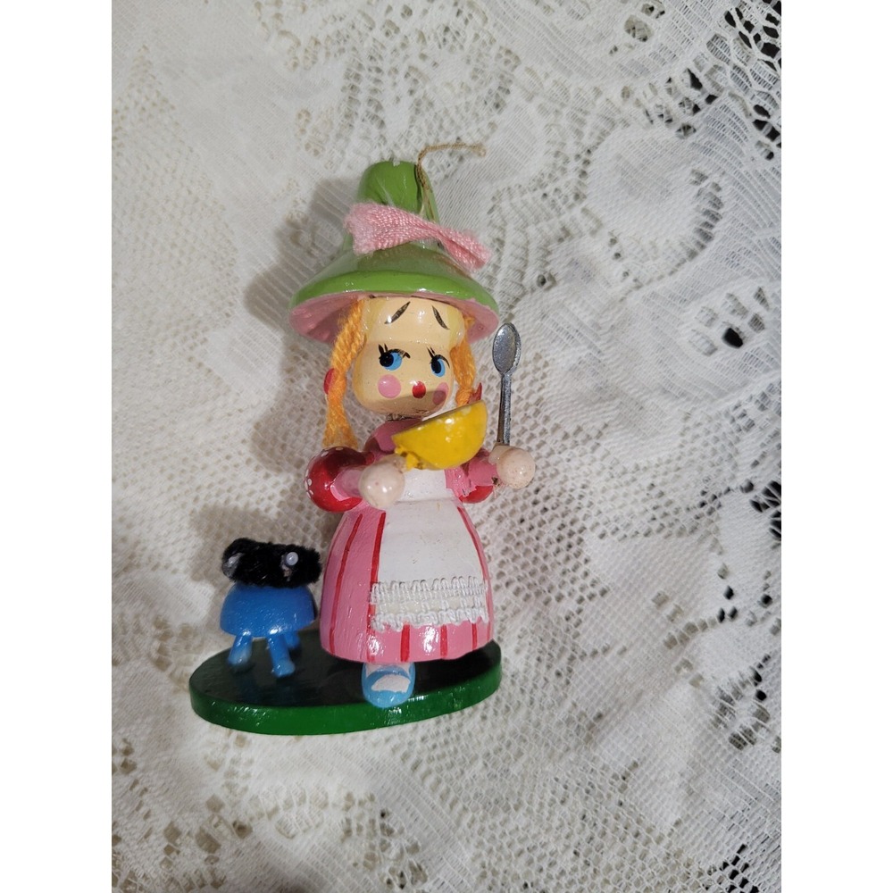 Kurt Adler Ornament Little Miss Muffet Nursery Rhymes Wood Christmas Vintage